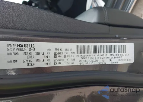 2019 Dodge Durango Sxt Awd z USA, uszkodzony, nr VIN 1C4RDJAG2KC652911